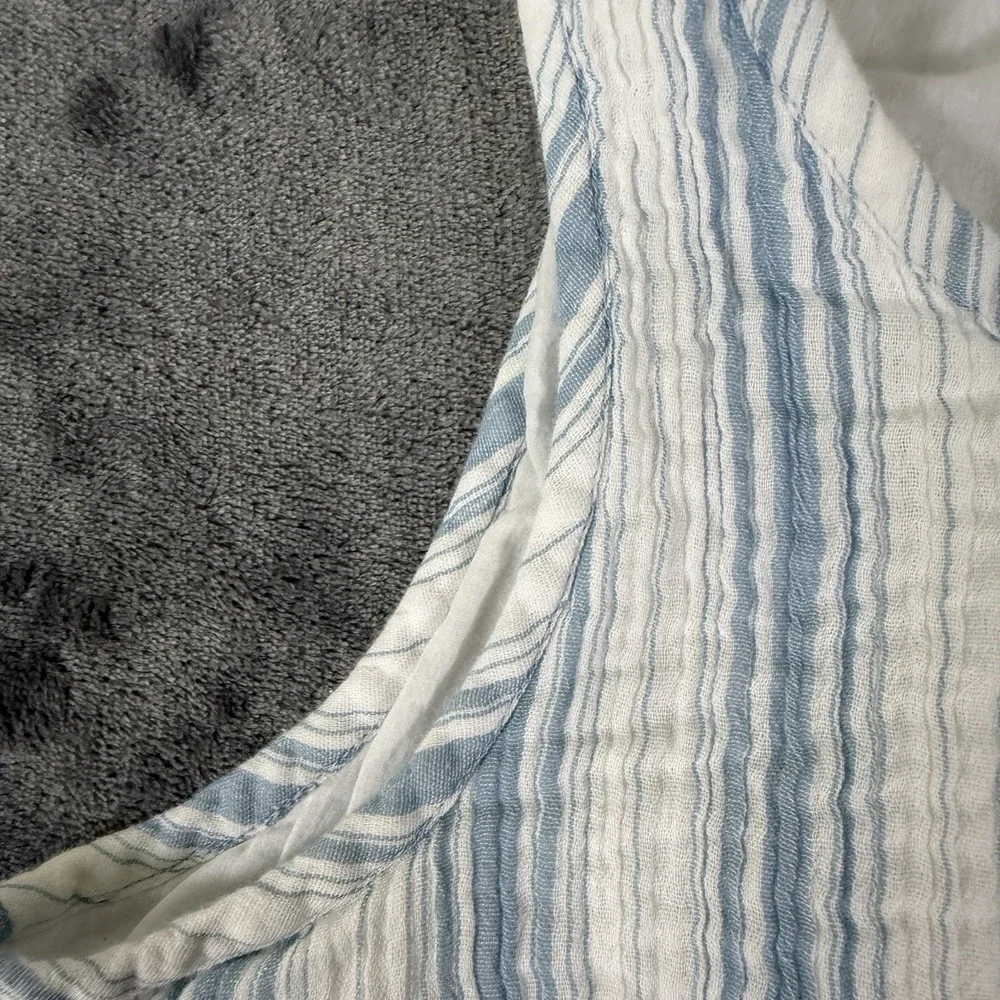 ANN TAYLOR  Maxi Dress Linen Striped Size S Coastal Blue White - Picture 5 of 8